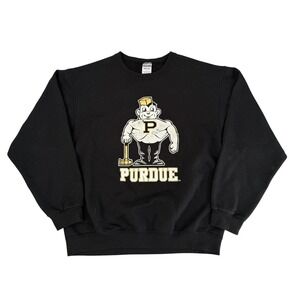 Y2K Jerzees Purdue Boilermakers Mens Large Black Crewneck Sweatshirt Mascot